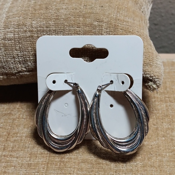 Gold Tone and Silver Tone Post Hoop Earring Set - Picture 5 of 7